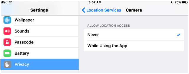 Services de localisation des caméras iOS