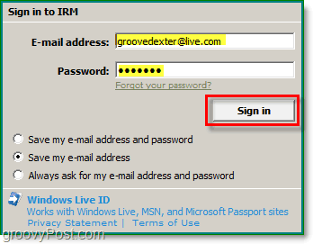 connectez-vous à Windows Live avec Office Outlook 2010