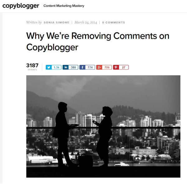 copyblogger a supprimé les commentaires