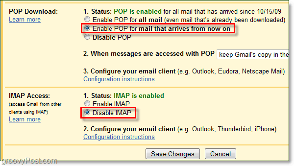 Connectez Gmail à Outlook 2010 à l'aide de POP