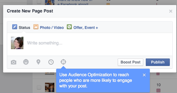 optimisation de l'audience facebook pour l'icône des messages