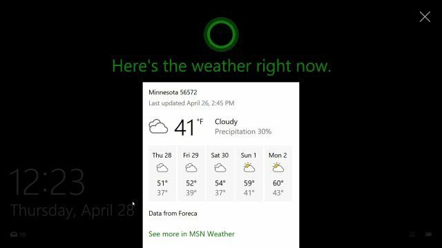 Cortana sur l'écran de verrouillage de Windows 10