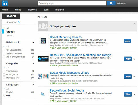recherche de groupe LinkedIn