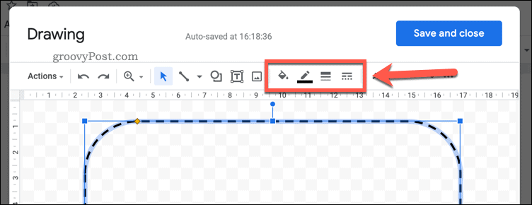 Formater une forme dans Google Docs