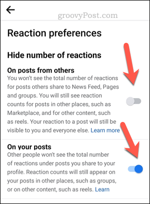 Définir les paramètres de réaction Facebook sur mobile