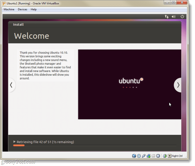 page d'accueil d'installation d'ubuntu