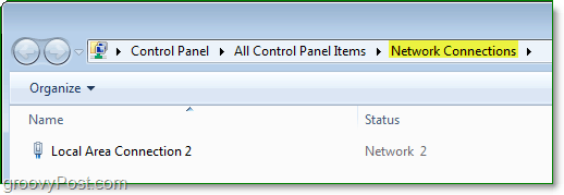 la fenêtre des connexions réseau du panneau de commande dans windows 7