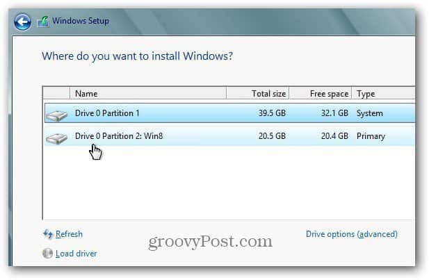 Partition Windows 8