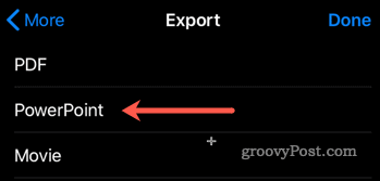 Exportation de Keynote vers PowerPoint sur iOS