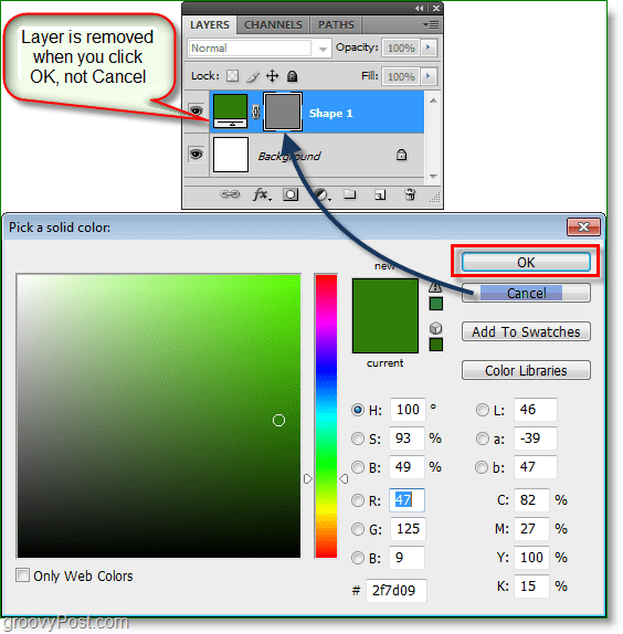 Capture d'écran de Photoshop Color Picker - woohoo cela fonctionne, vous pouvez maintenant utiliser des raccourcis clavier de sélection de couleurs dans Photoshop