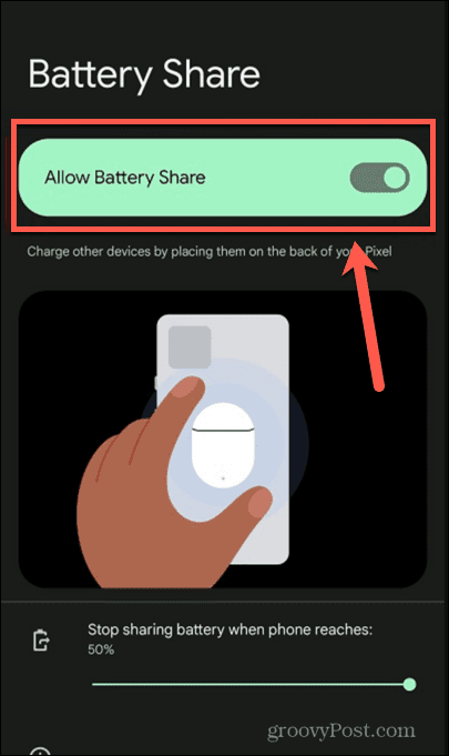 autoriser le partage de batterie