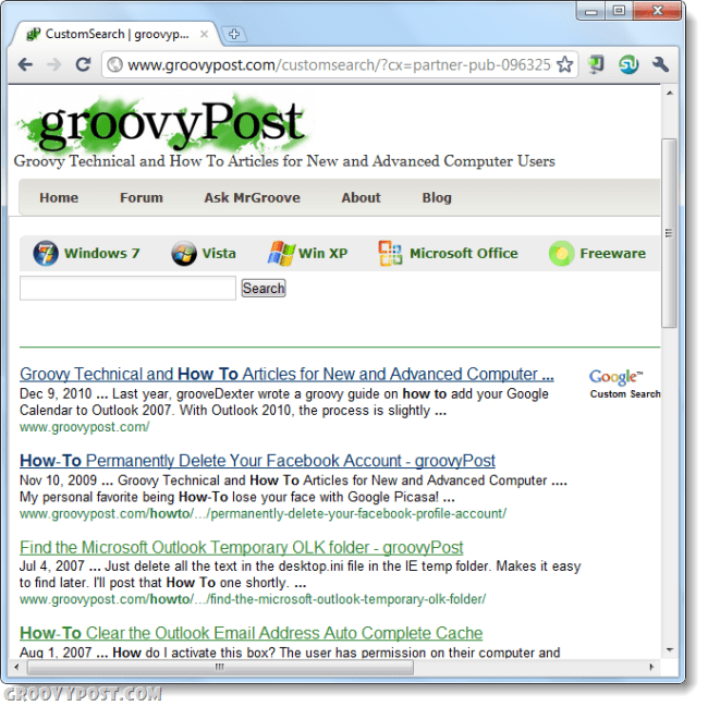 recherche personnalisée google groovypost