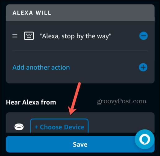 application Alexa choisir l'appareil