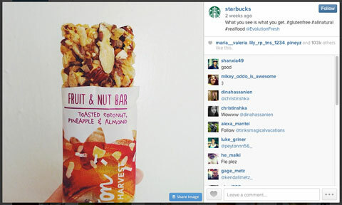 image instagram de starbucks avec #glutenfree