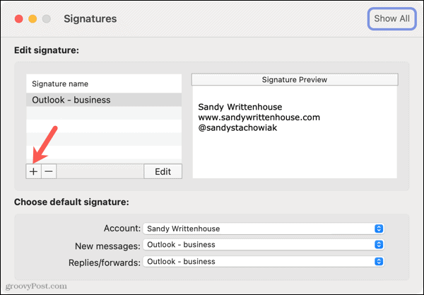 Ajouter une nouvelle signature dans Outlook sur Mac