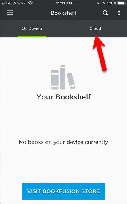 Aucun livre dans BookFusion sur un appareil iOS