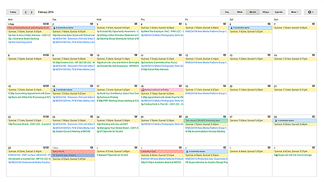 calendrier google ical événements planifiés calendriers organisés étudiant universitaire rangé