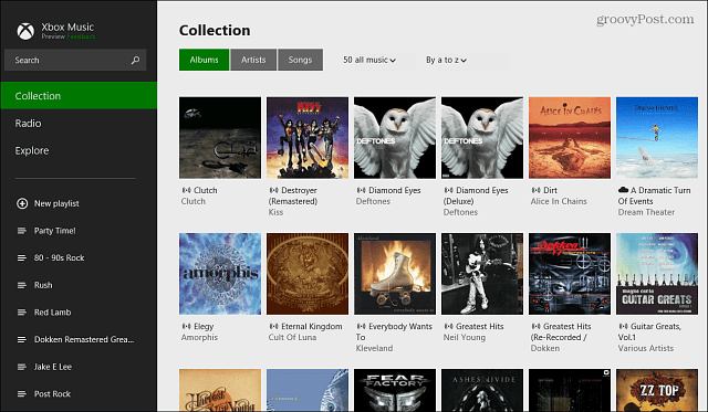 Collection d'albums d'applications Xbox Music