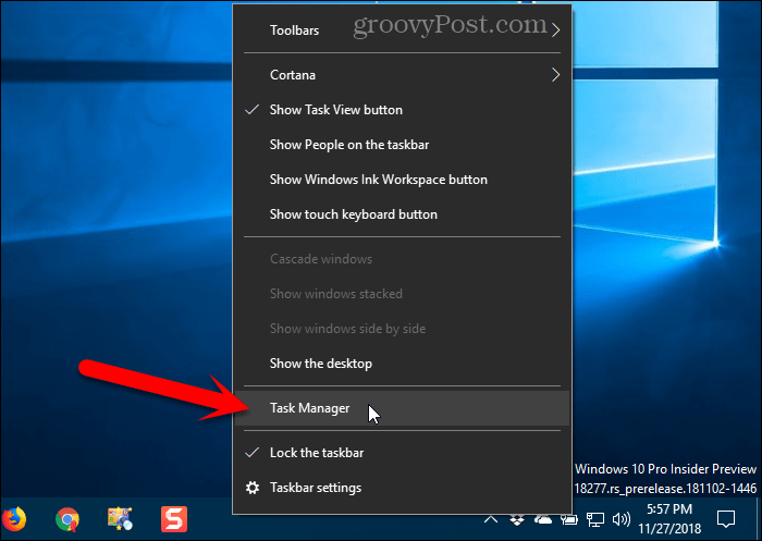 Ouvrez le Gestionnaire des tâches dans Windows 10
