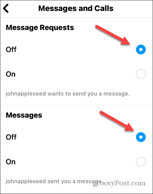 désactiver les notifications de messages