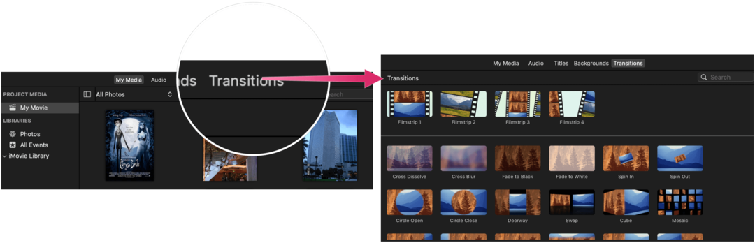 Montage de vidéos avec iMovie Transitions iMovie