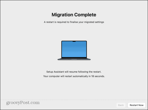 assistant de migration terminé