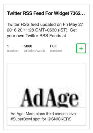 ajouter le flux rss du widget Twitter à Feedly