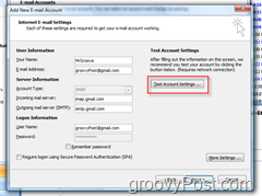 Tester les paramètres de compte GMAIL IMAP dans Outlook 2007