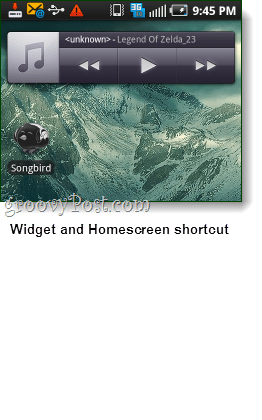 widget android songbird et capture d'écran shorcut
