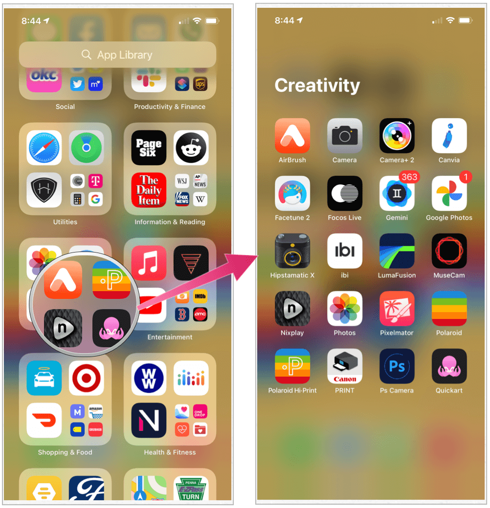 Exemple de bibliothèque d'applications iPhone