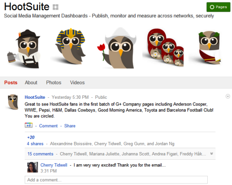 Pages Google+ - HootSuite