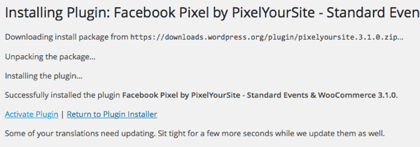 Installez et activez le plugin PixelYourSite.