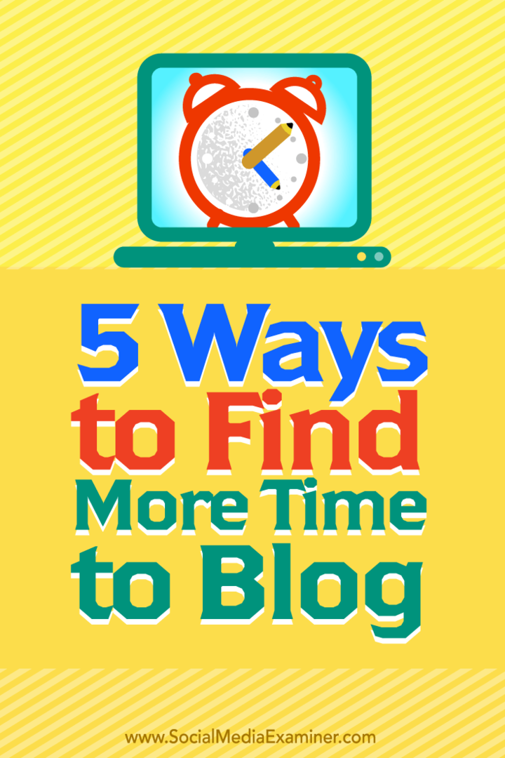 Conseils sur cinq façons de trouver plus de temps pour bloguer.