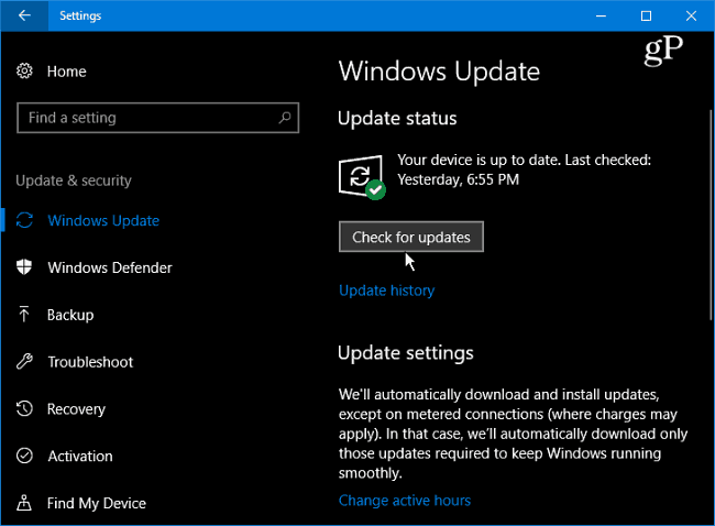 1 Windows 10 Vérifier les mises à jour