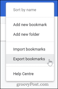 Exportation de signets dans Chrome