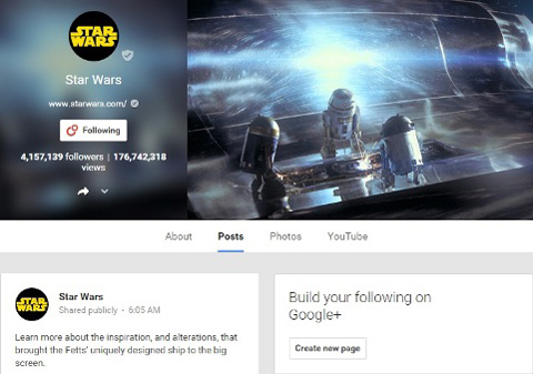 communauté google + star wars