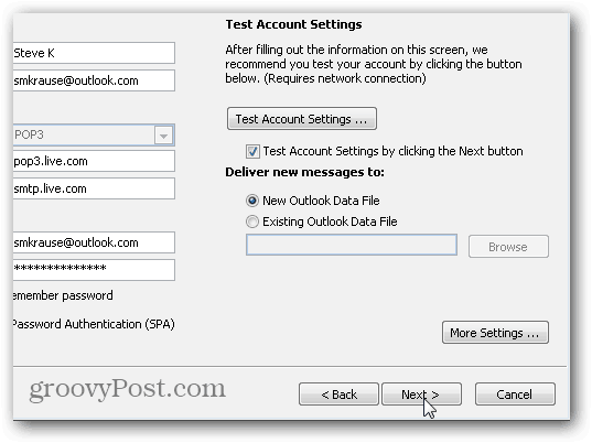 Paramètres Outlook 2010 SMTP POP3 IMAP - 08