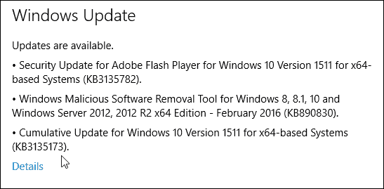 Mise à jour cumulative Windows 10 KB3135173 Build 10586.104 disponible maintenant