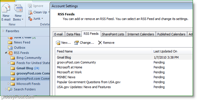 les flux rss seront automatiquement synchronisés entre Outlook 2007 ou 2010 et Internet Explorer