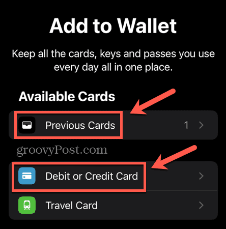 Apple Pay ajouter une carte précédente ou une nouvelle carte de débit ou de crédit