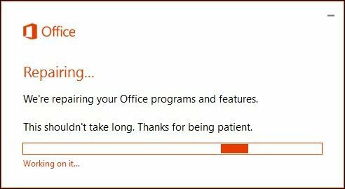 Office 365 réparation 3