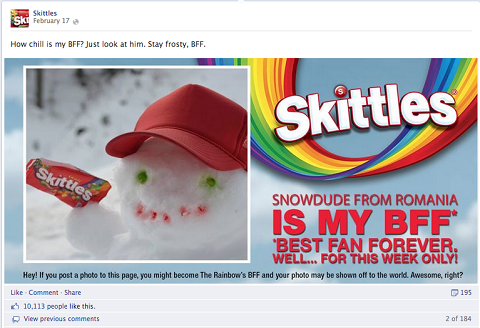 skittles bff post sur facebook