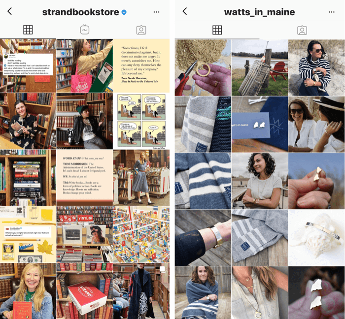 deux profils Instagram avec des filtres de ton bleu et jaune