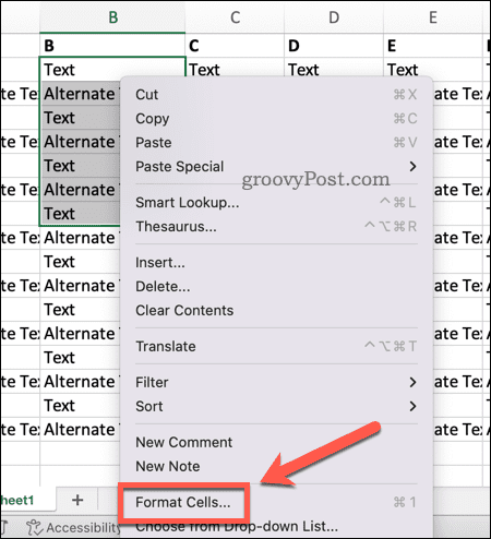 Ouvrir les cellules de format dans Excel
