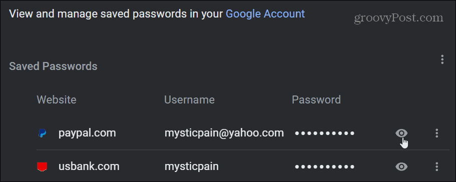 afficher les mots de passe enregistrés chrome