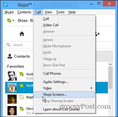 Partager des écrans sur Skype