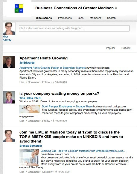 recherche de relations d'affaires LinkedIn