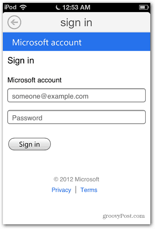 Connectez-vous au compte Microsoft