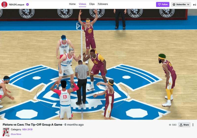 Match de ligue NBA2k sur Twitch