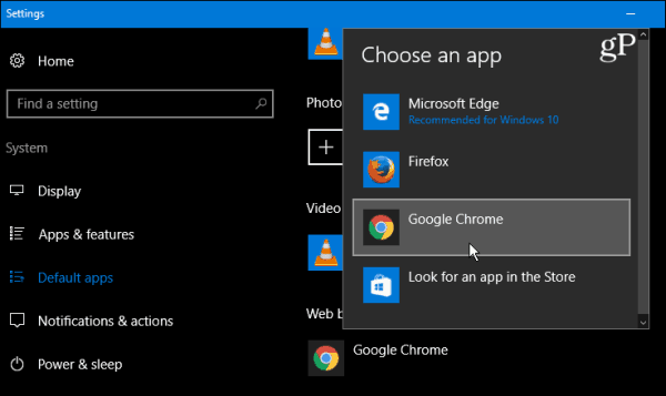Applications par défaut de Windows 10